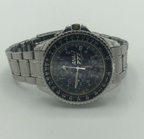 SEIKO ANA Flight chronograph 777 watch Rare JAPAN Pilot