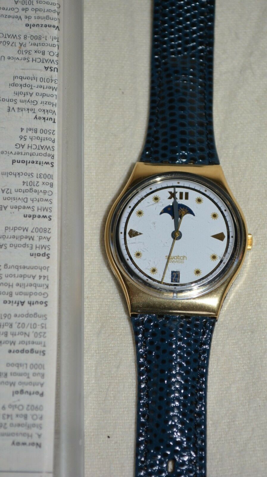 Swatch Vintage 1991 Day and Moon Phase Swiss Quartz Watch mens