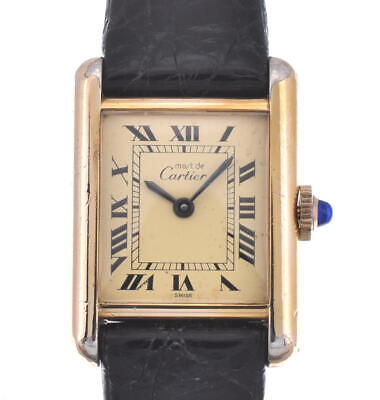 CARTIER Must tank LM SV925 GP Leather Ivory Dial Hand Winding