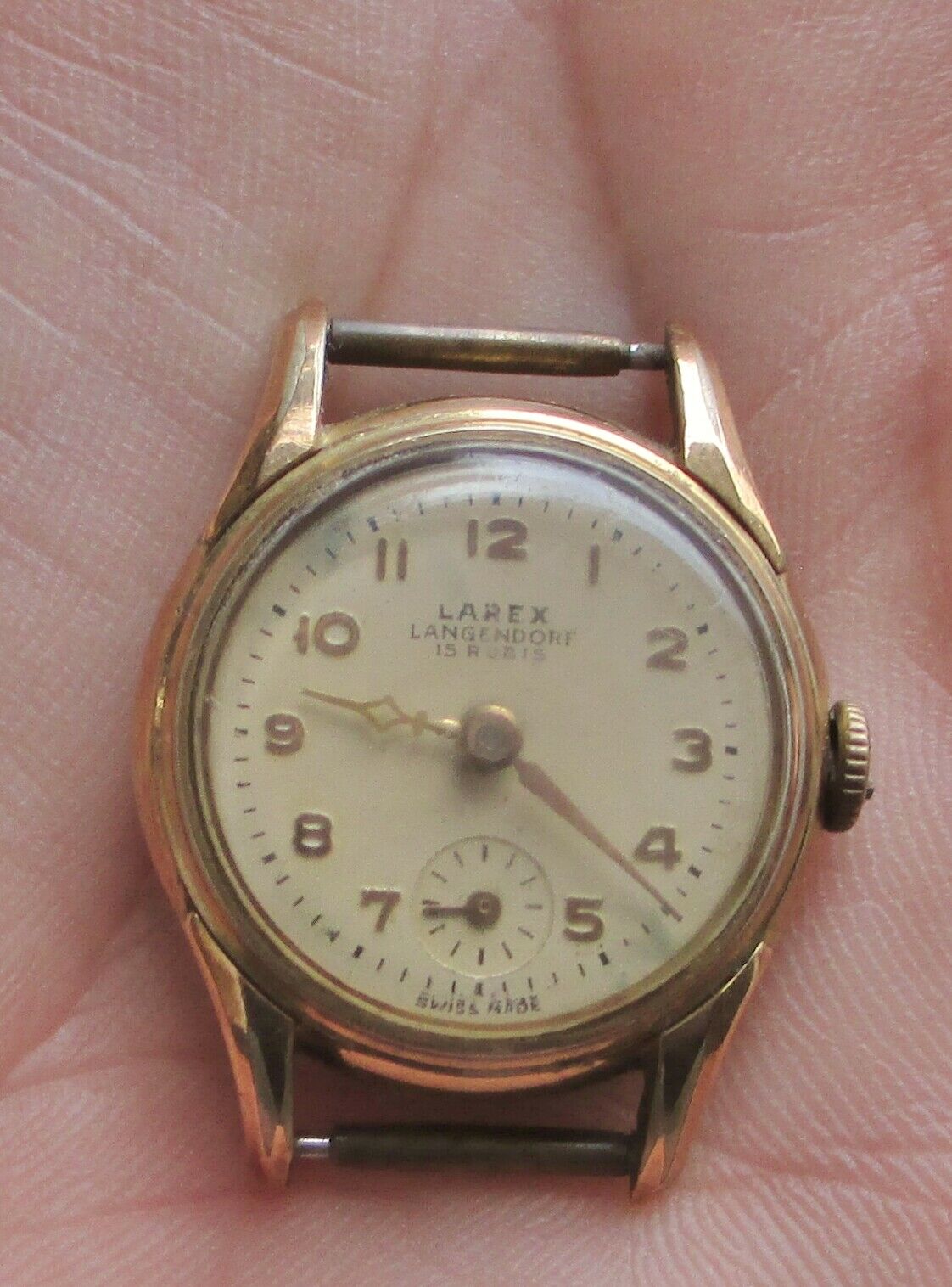 Vintage Larex Langendorf 15 Rubis Wristwatch Swiss Made Gold 