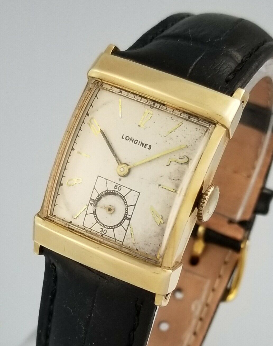 1943 VINTAGE LONGINES 14K SOLID GOLD MENS WRIST WATCH CAL 8LN