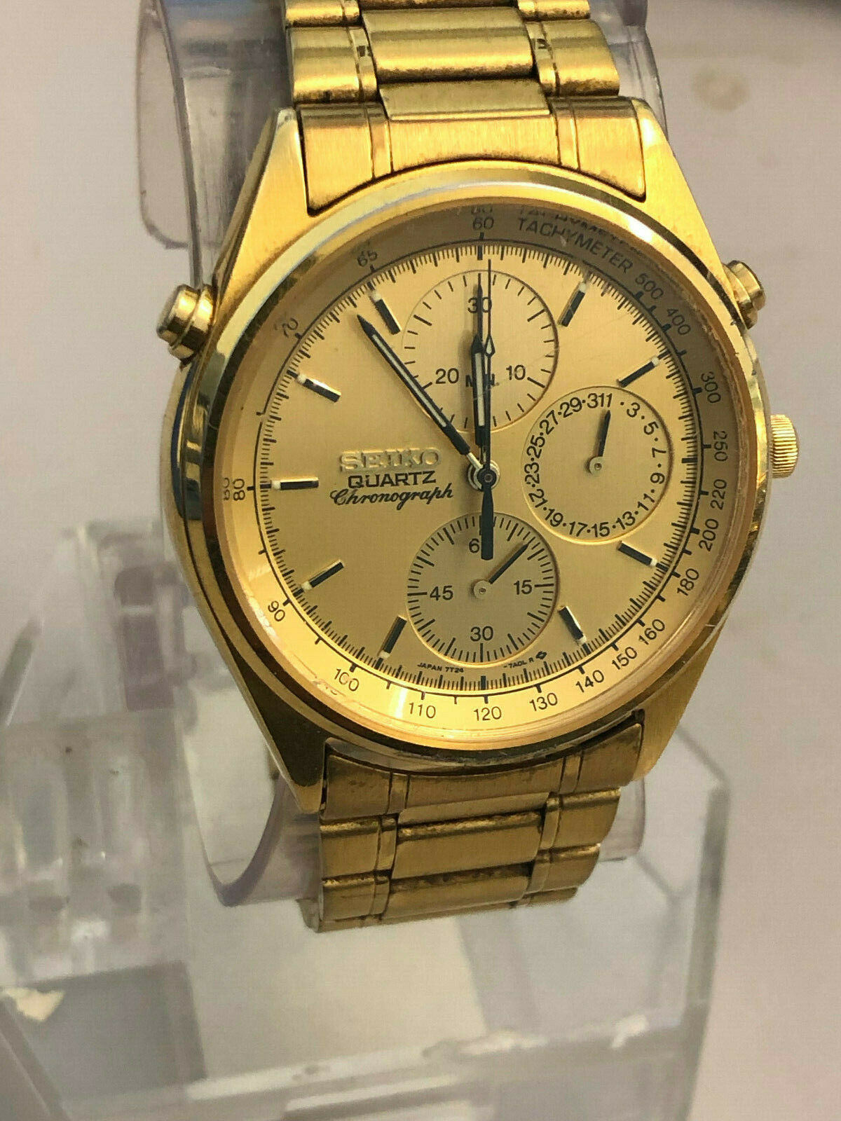 Vintage Seiko Chronograph 7T24-7A00 Baby Flightmaster Watch Quartz Gold  Finish | WatchCharts