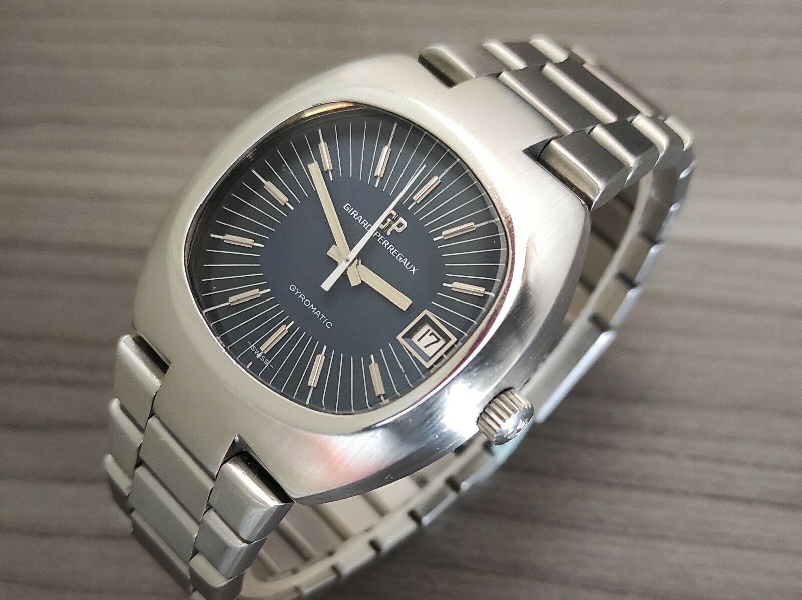 1970s VINTAGE GIRARD-PERREGAUX GYROMATC 17J S/S AUTOMATIC WATCH