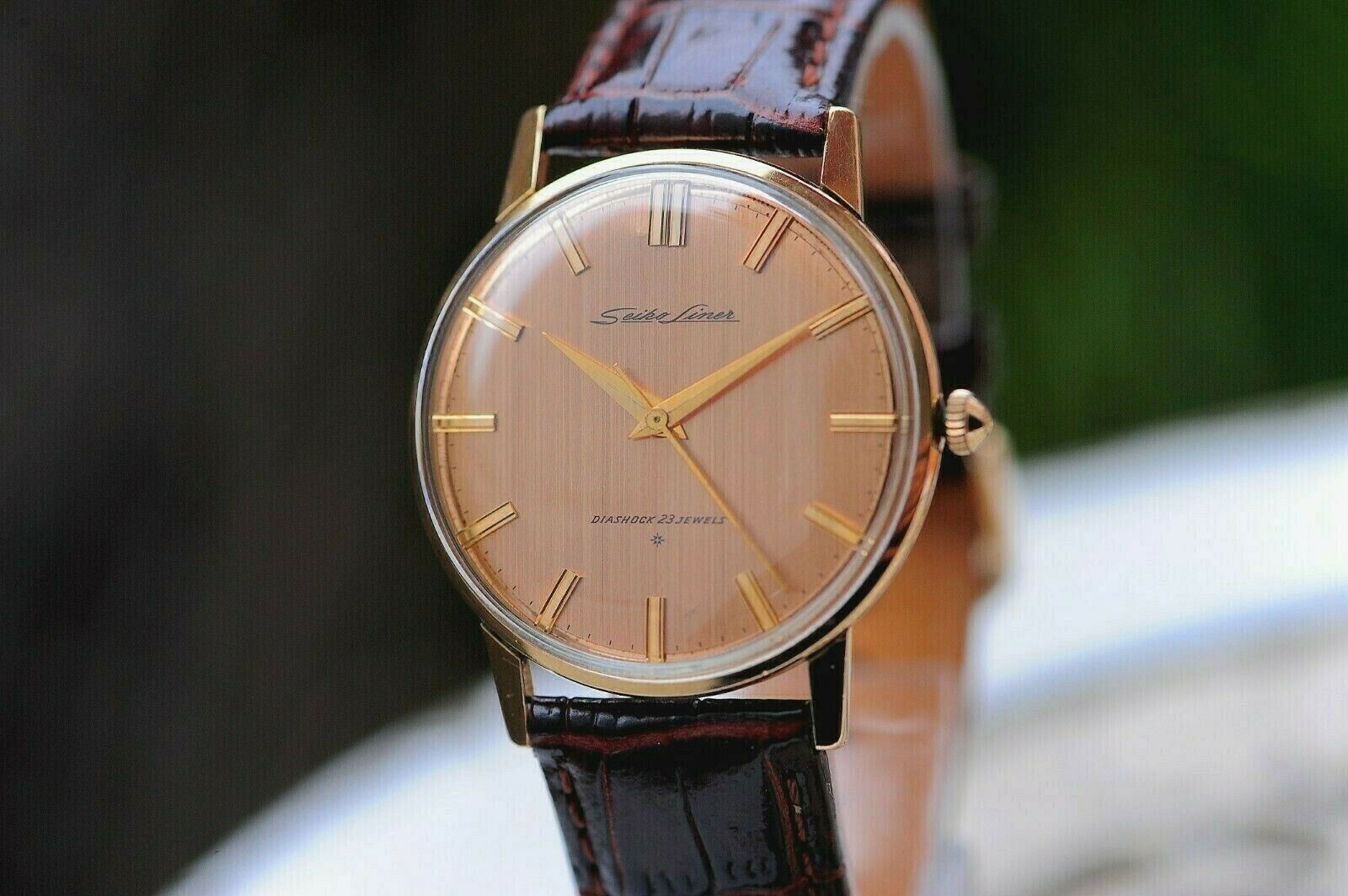 Vintage Seiko Liner J15001E Early 60s Pink Gold Dial Hand Winding 