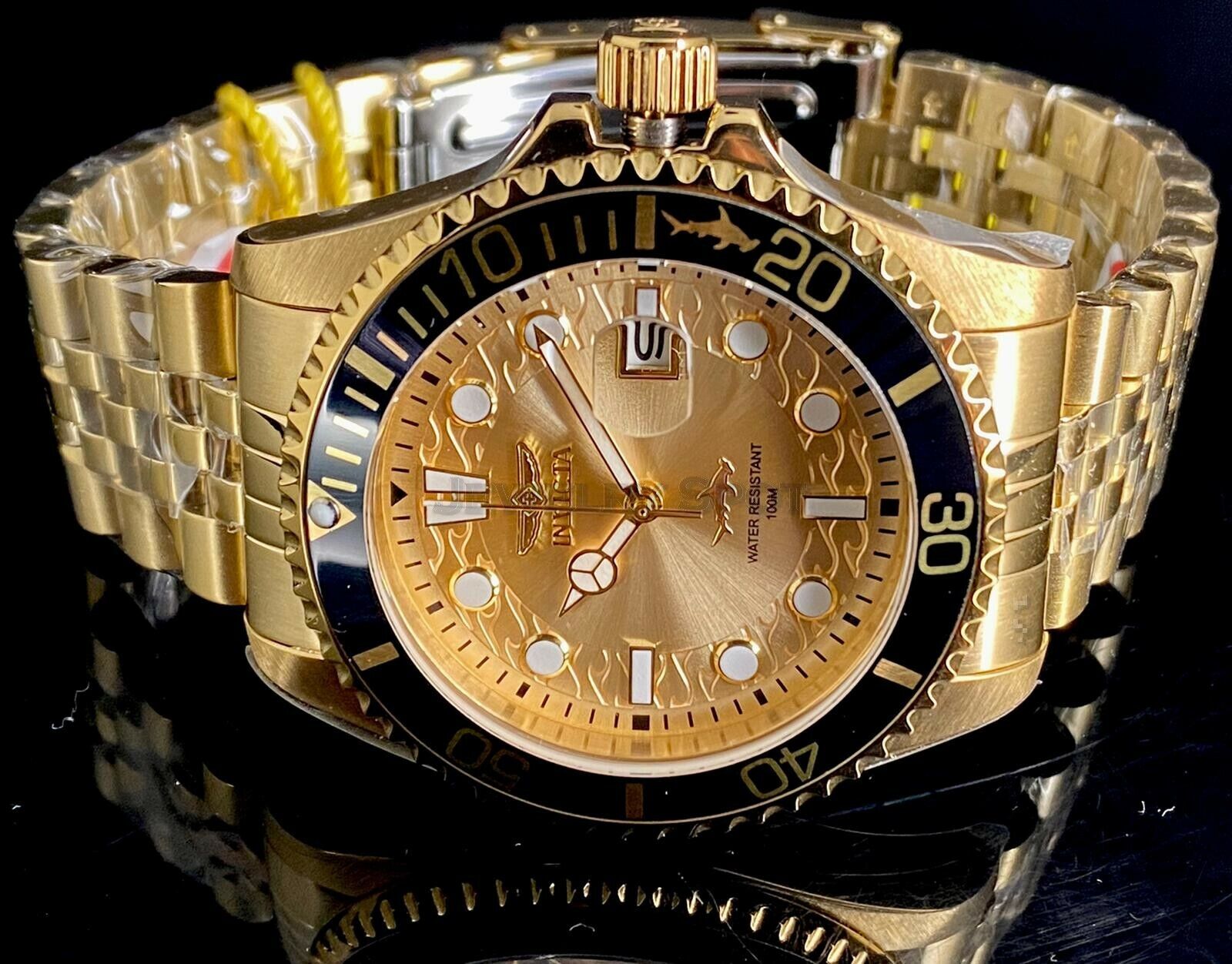 NEW Invicta 30613 Pro Diver 43MM Gold Dial Quartz Gold Tone