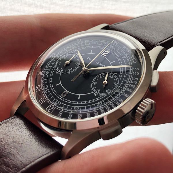 Montre Dan Henry 1937 édition Limitée #0014/1937 - Chronographe Quartz 38mm Cuir Bleu