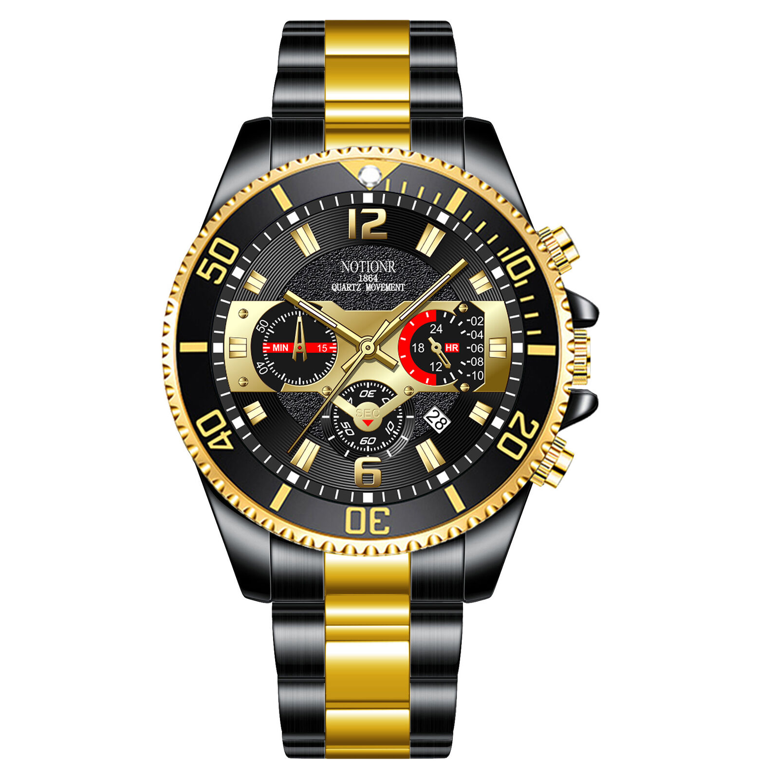 【12月スーパーSALE 15%OFF】 Strap Steel Three-Eye Fake Watch Luminous Waterproof Men's SF・ファンタジー・ホラー