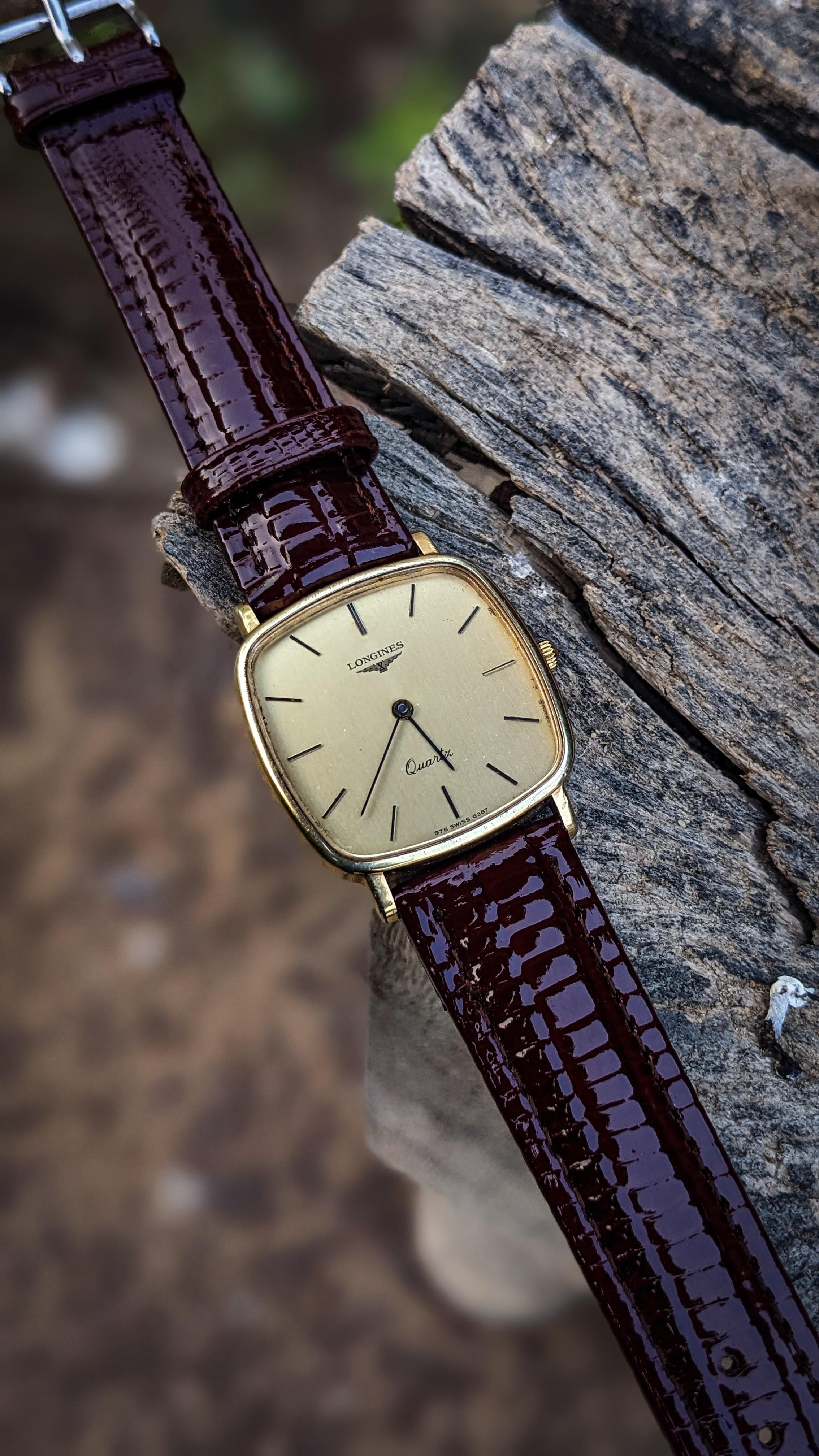 Vintage longines square gold clearance watch