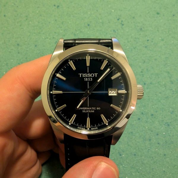 Tissot Gentleman Blue Dial Brown Leather Strap Watch For Men - T127.410.16.041.00