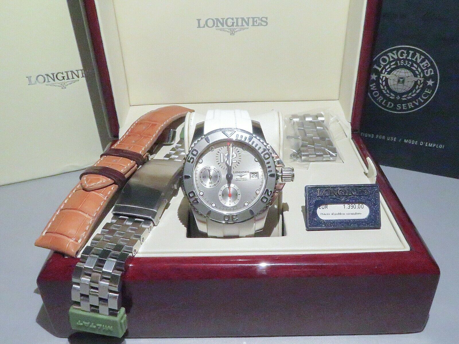 LONGINES HYDROCONQUEST MANUAL CHRONOGRAPH L36734 WITH EXTRAS. VGC