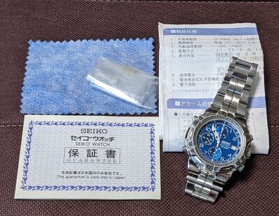 Seiko Chronograph 7T32-6K40 Quartz Blue Dial Date Alarm Arabia
