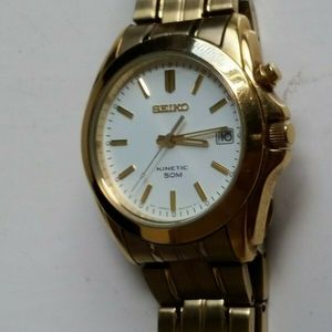 極美品【稼働品】SEIKO セイコーキネティック 5M62 ゴールド 自動巻き 