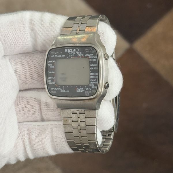 Rare Vintage Seiko World Time A708-5000 JDM Digital Menâ s Watch 1980s