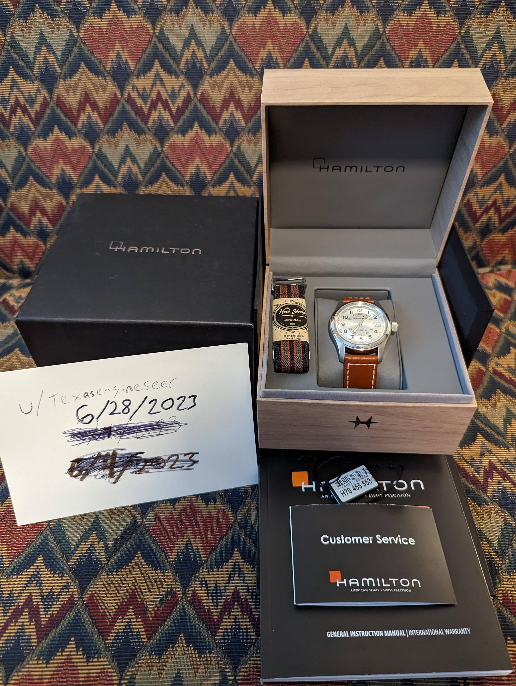 Hamilton Khaki Field Automatico Swiss Made Pelle H70455553 50M Orologio Uomo