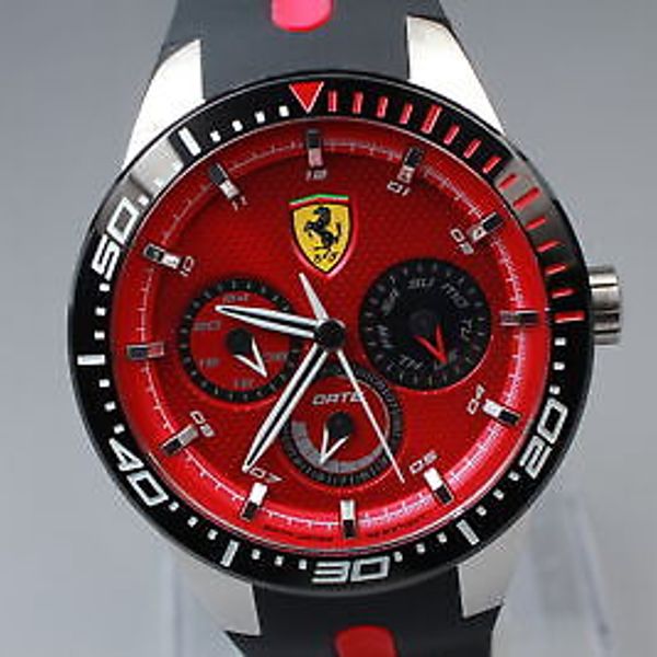 NEAR MINT] FERRARI S.F. CHRONO SF27.1.34.0499 RED DIAL QUARTZ