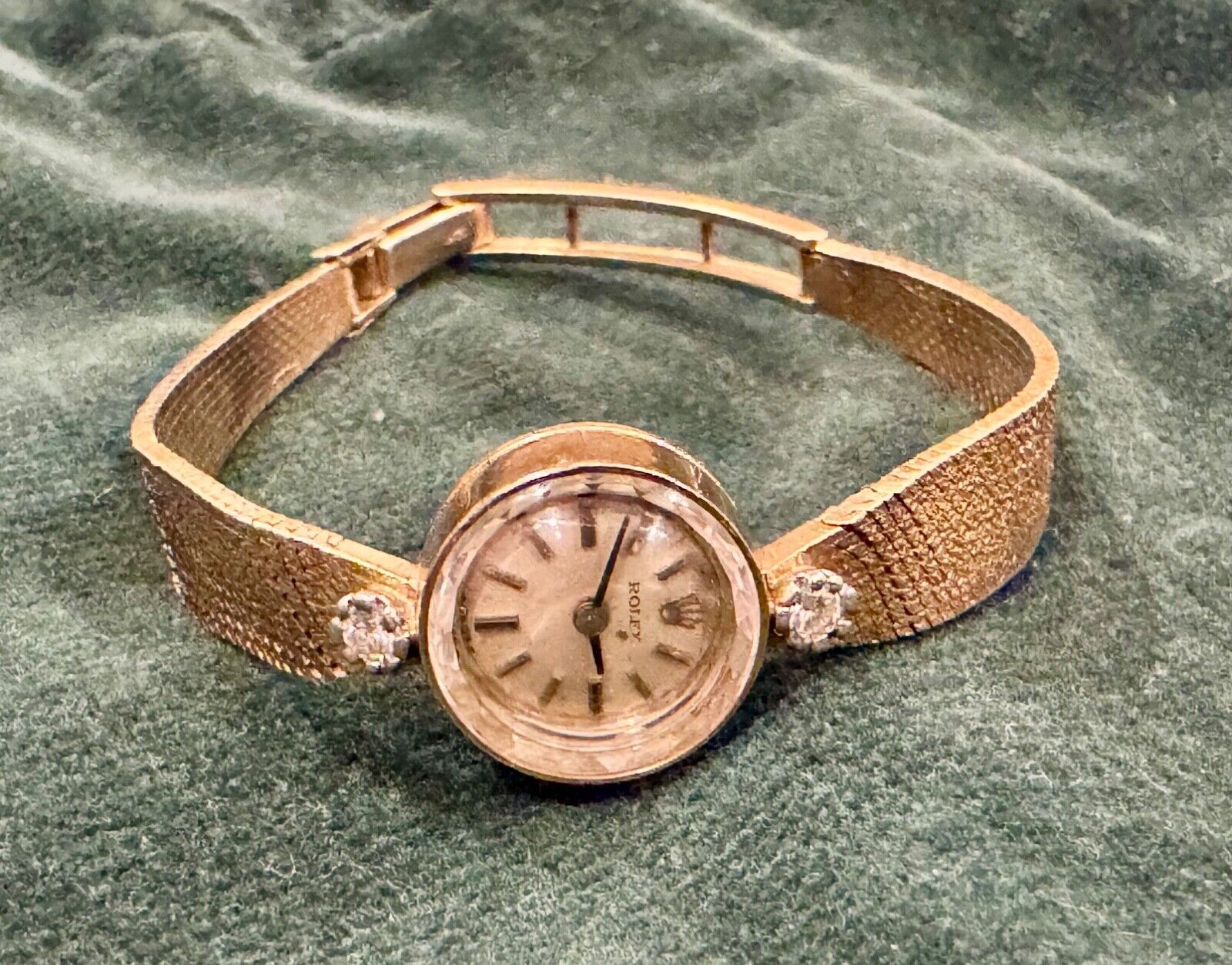OG BOX & PAPERS Vintage Rolex 14k Yellow Gold & Diamonds Ladies Watch [Ref 3523] 1980 ROLEX REF. 3523 LADIES DIAMOND 14K SOLID WHITE GOLD CAL  main image 2