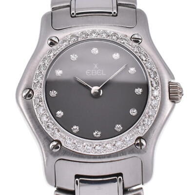 △ EBEL 1911 Classic Wave 990910 K18WG/diamond bezel Quartz Ladies