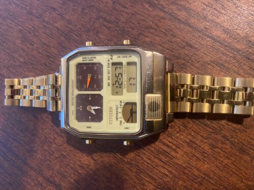 Citizen ANA-DIGI TEMP Gold 8988 Q01920 Vintage Japan Watch