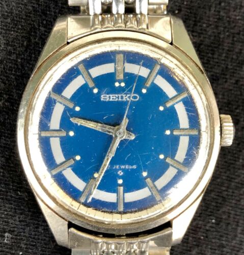 Vintage Seiko 66-7109 Automatic 17 Jewels Blue Dial Men's Wristwatch Word |  WatchCharts