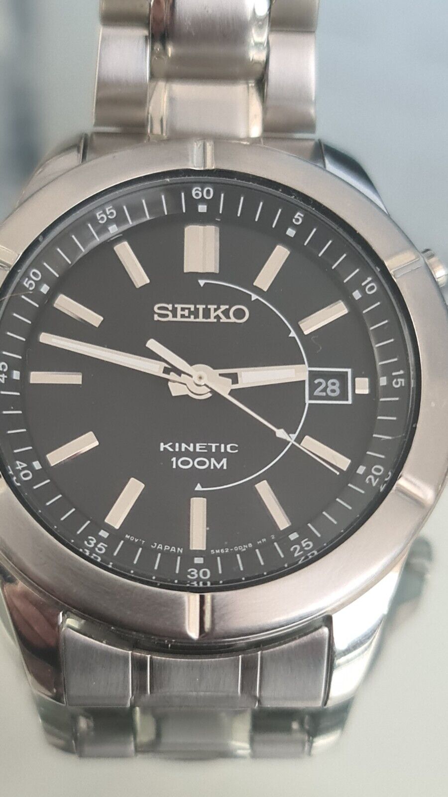 GENTS SEIKO KINETIC WATCH 5M62 0DA0 POWER RESERVE LEVEL WORKING EX