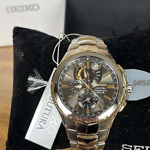 SEIKO Coutura Solar Perpetual Chronograph Two Tone Men s Watch