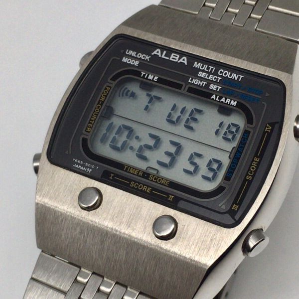 VINTAGE SEIKO ALBA Y665-5010 MULTI COUNT LCD DIGITAL WATCH JAPAN