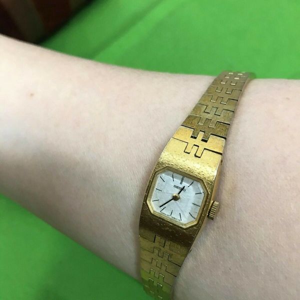 Vintage Seiko Ladies Gold Tone Stainless Steel Watch Case Bracelet 1100 ...