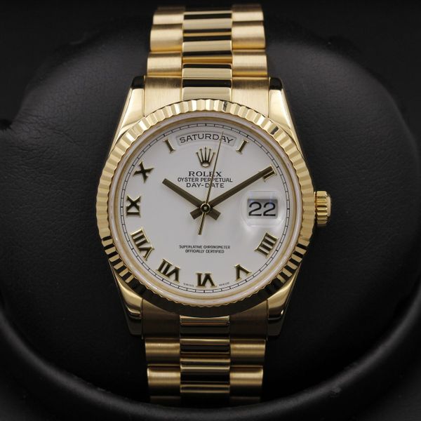 FSOT: Rolex Day-Date - 36 - 118238 - White Roman Dial - Z Serial - RSC ...