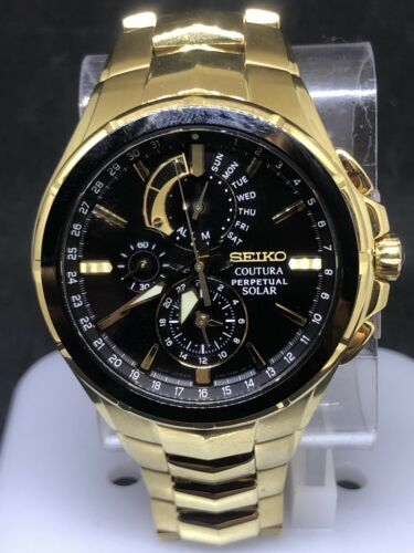 Seiko Men s Solar Coutura Yellow Gold PVD Steel Bracelet Watch