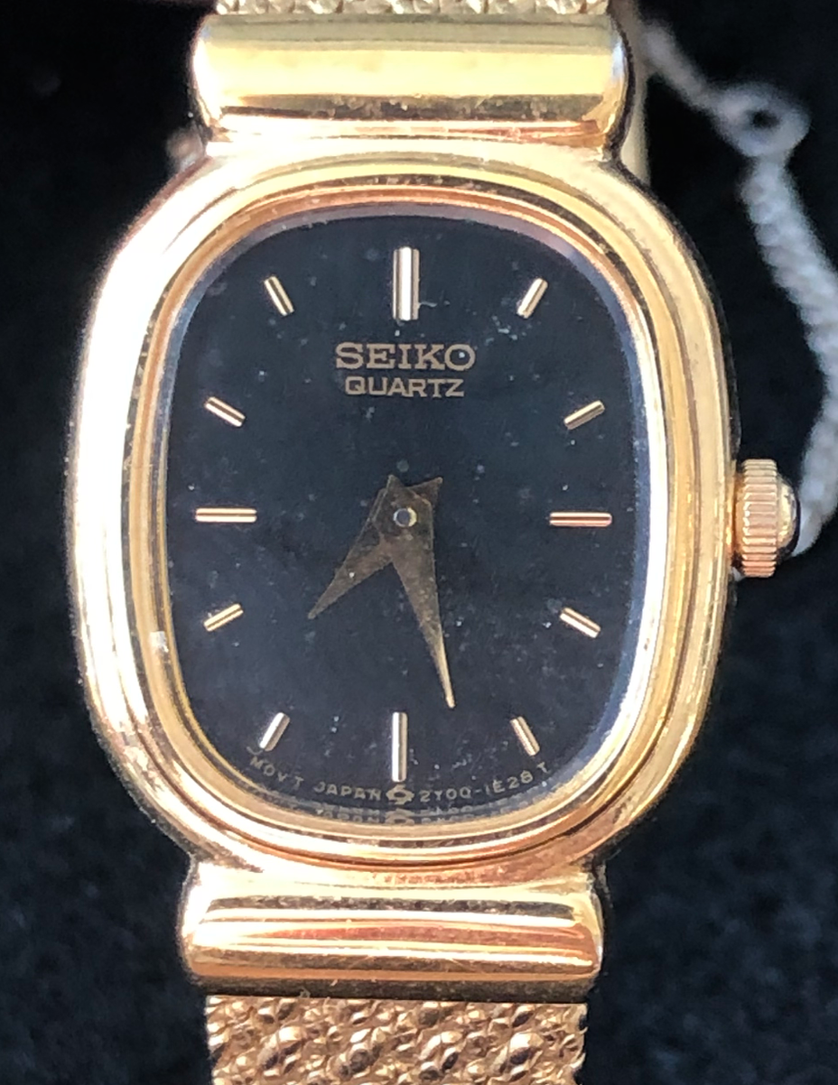 Seiko Ladies Quartz Watch 2Y00-5D80 Gold Black Dial New