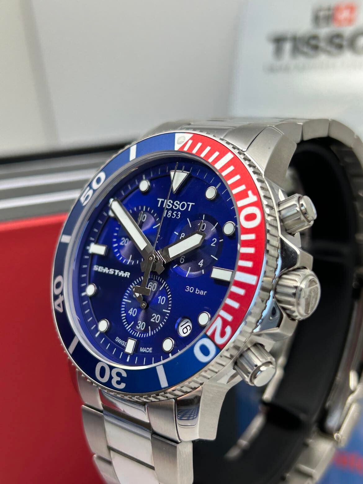 Tissot Seastar 1000 Powermatic 80 Blau 43mm Edelstahl-Armband Herrenuhr Automatik T120.407.11