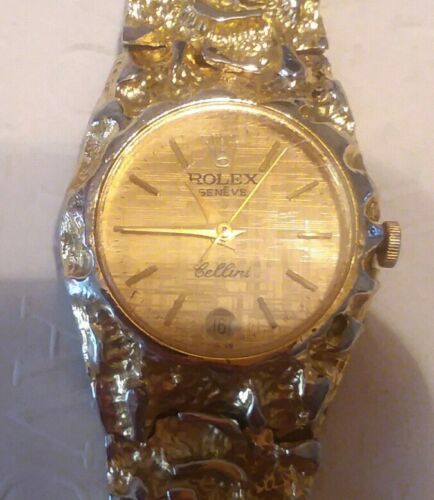 rolex geneve cellini gold nugget watch