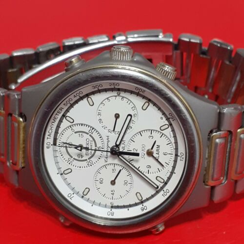 SEIKO 7T44 6A00 TITANIUM CHRONOGRAPH ALARM WATCH IN GREAT