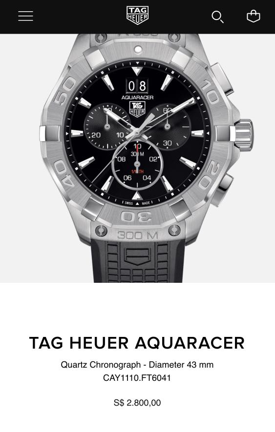 TAG HEUER AQUARACER Quartz Chronograph Diameter 43 mm CAY1110