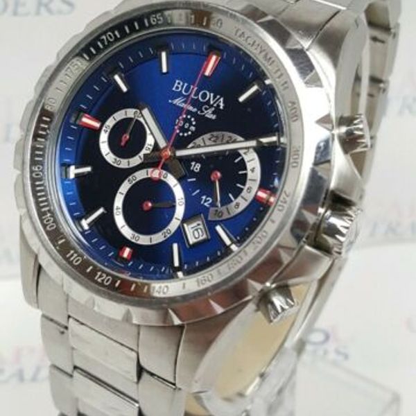 Bulova Marine Star 96B174 Men's 43mm Chronograph Blue Dial S/Steel ...