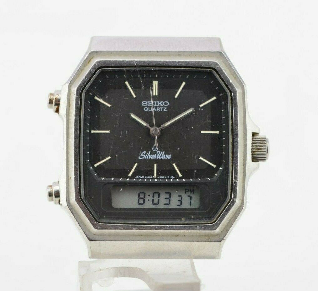 L197 Vintage Seiko Silver Wave Ana Digi Quartz Watch H449-502A JDM 