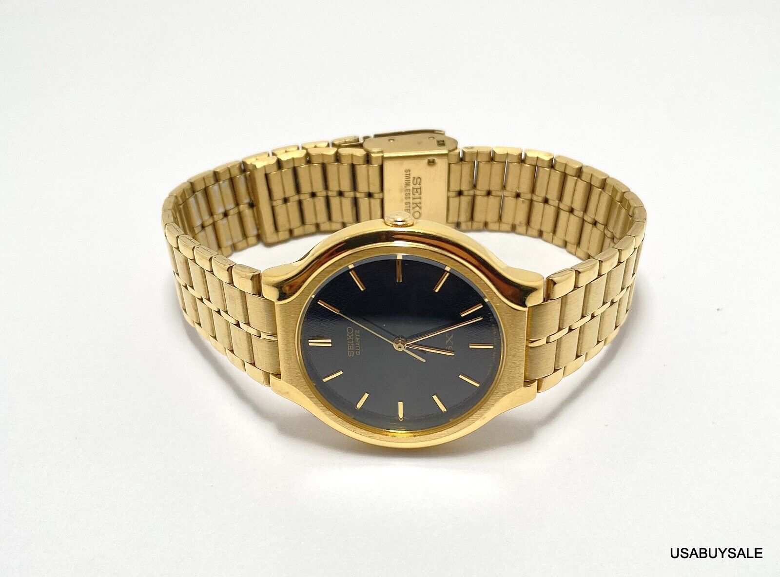 Vintage Seiko SX Quartz Watch V701-6K00 Men Gold Tone Black. Pre