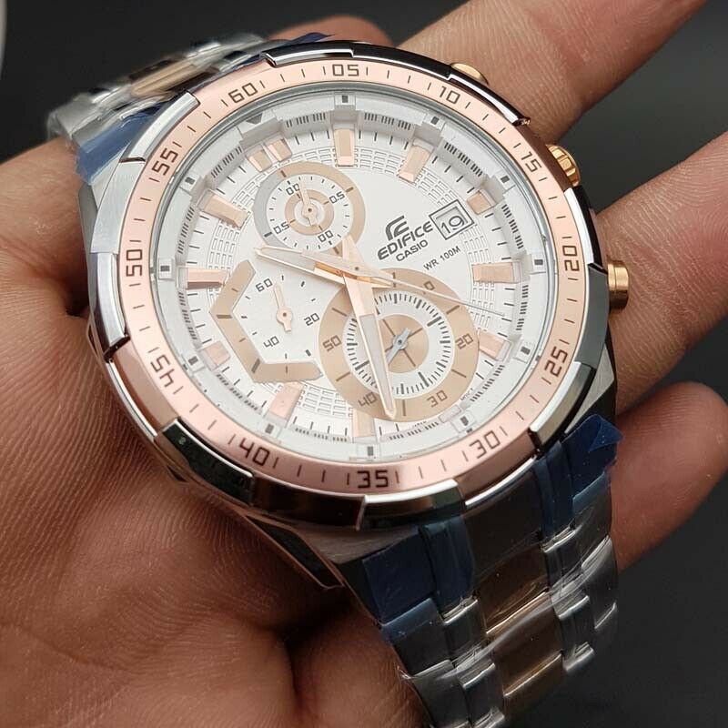 edifice white dial chronograph watch