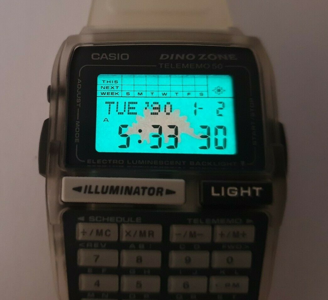 NOS CASIO DBC 63 DINO ZONE TRANSPARENT CALCULATOR WATCH MODULE