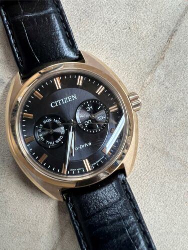 Citizen Military Men's Black Leather Eco-Drive Black Dial 8725