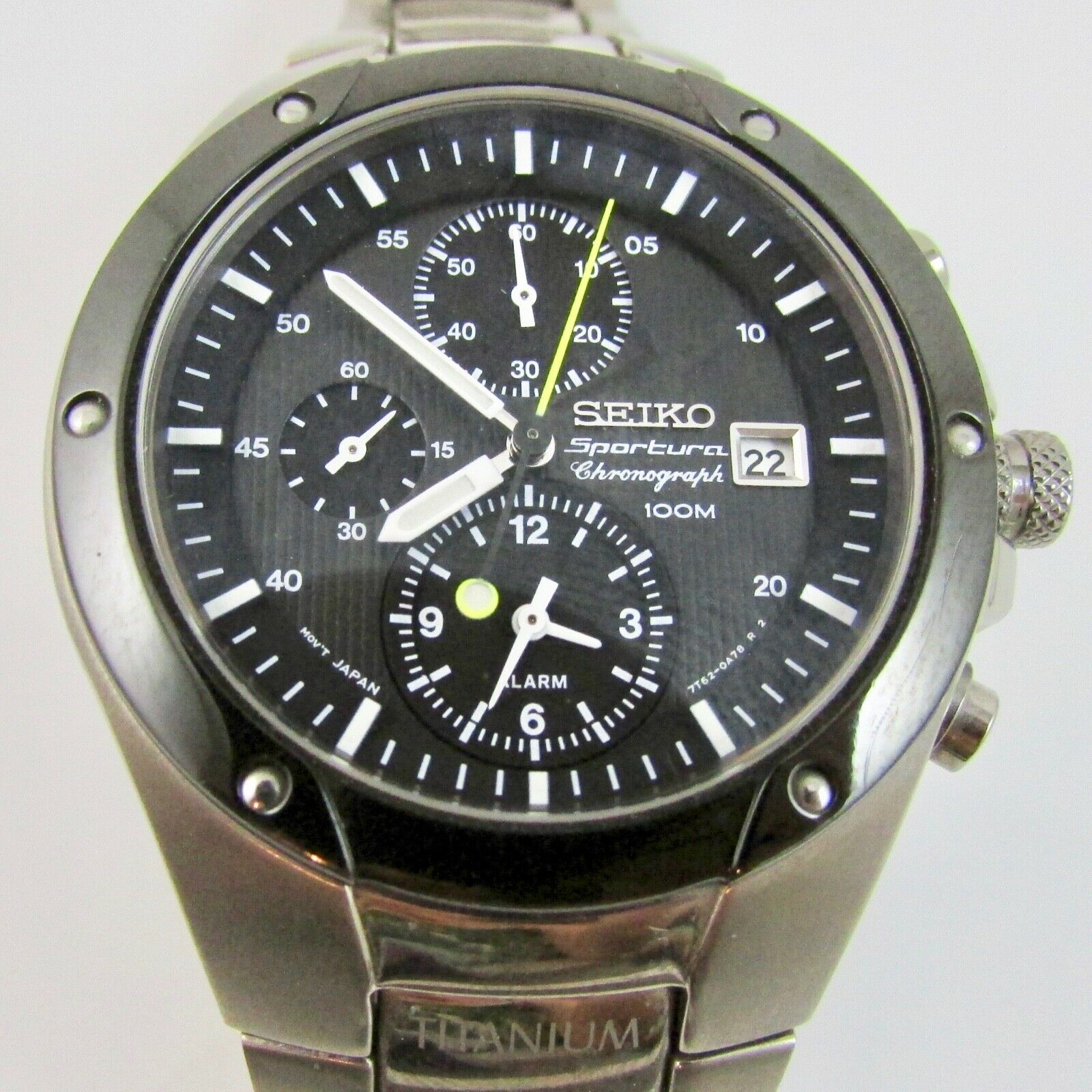 Seiko Sportura Titanium Alarm Chronograph 7T62-0A60 - 1990 Quartz  Wristwatch | WatchCharts