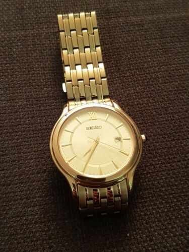 Seiko 7N32 0DJ0 Gold Tone Watch Sapphire Crystal VG