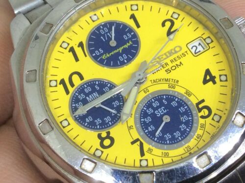 seiko chronograph yellow face