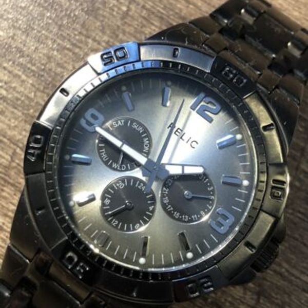 RELIC BY FOSSIL Men's Watch ZR15546 50M Gray SS Rotating Bezel New ...