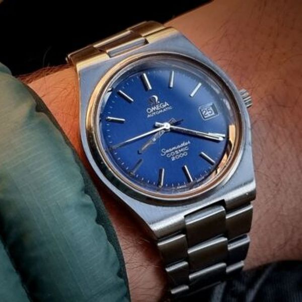 1973 Omega Large 38mm Seamaster Cosmic 2000 Automatic Date Model 166.128 with Silvered Dial