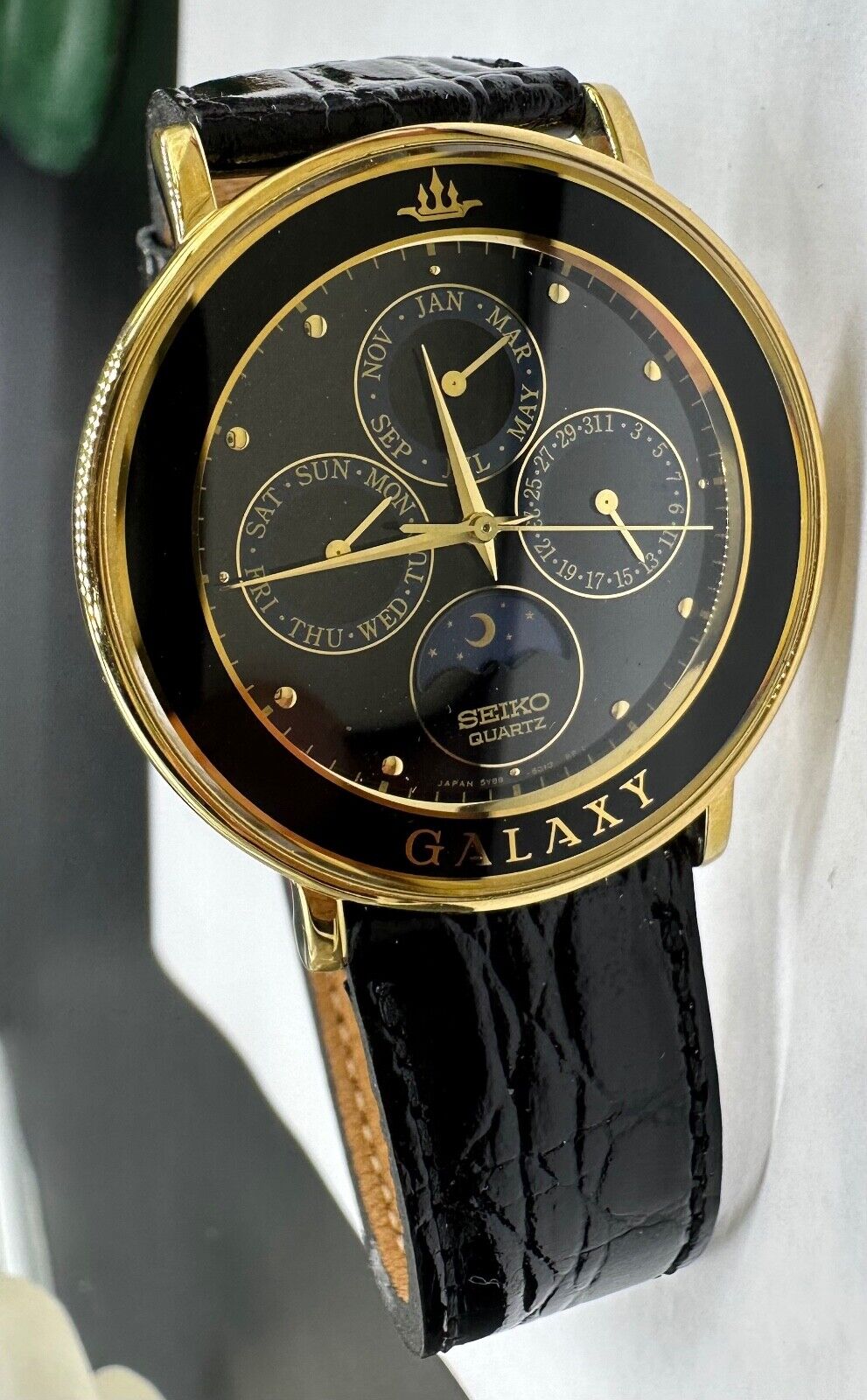 Rare Vintage SEIKO Galaxy Sun Moon 5Y88-6010 Triple Calendar