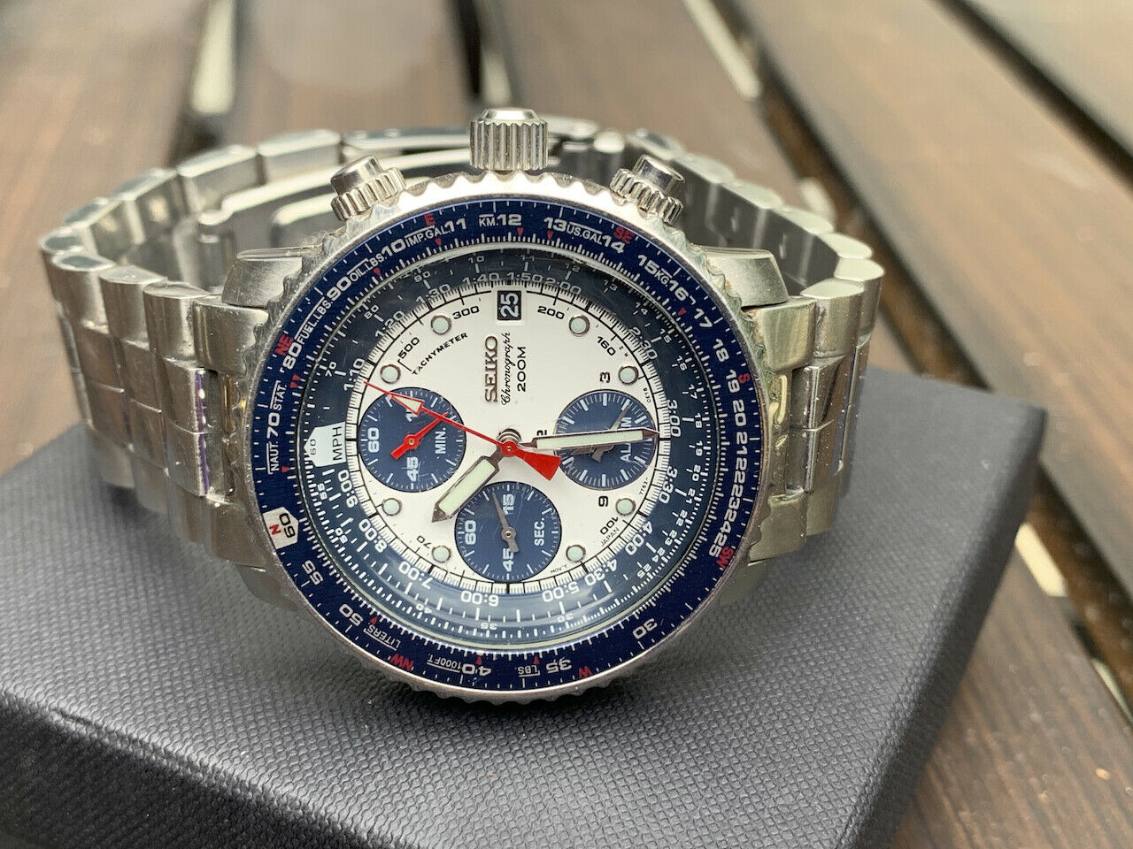 Seiko Flightmaster Blue Panda 413 New Battery and Original