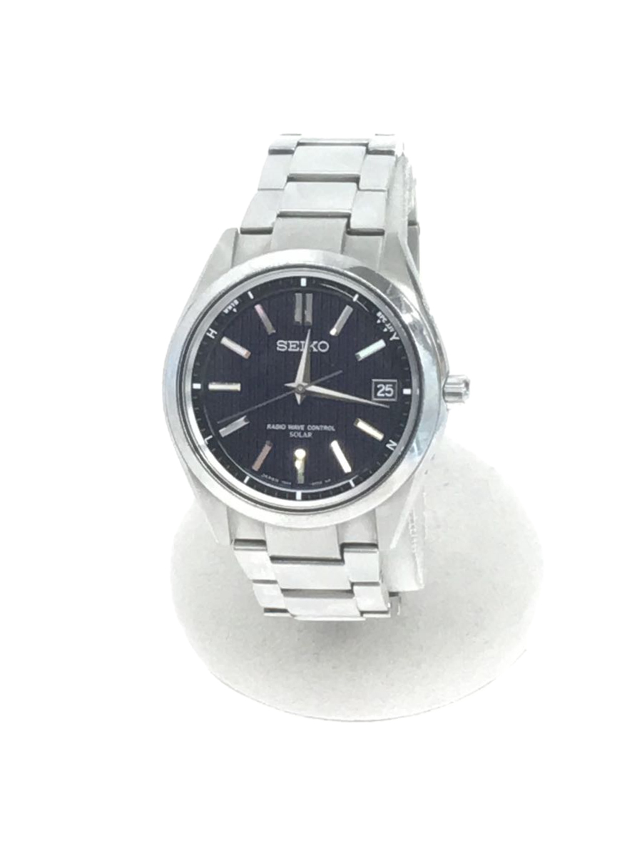 Used Seiko Solar Watch Analog Titanium BLK SLV 7B24 0BH0