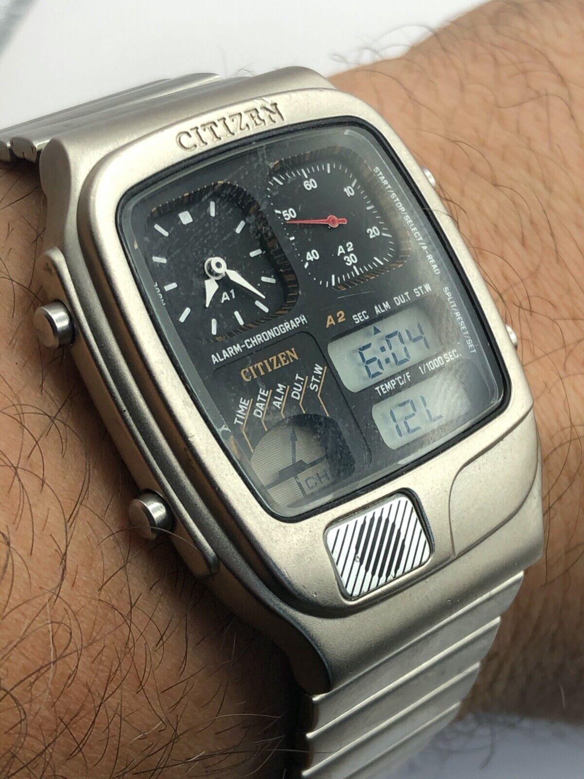 CITIZEN ANA-DIGI TEMP 8988-Q01971 腕時計 Citizen Ana-digi Temp Quartz 8988-q01971 Chronograph Vintage Men's