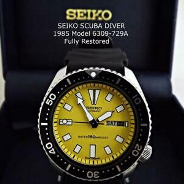 1985 Vintage SEIKO SCUBA DIVER's Yellow Dial 17J Automatic 6309-729A Black  Bezel | WatchCharts